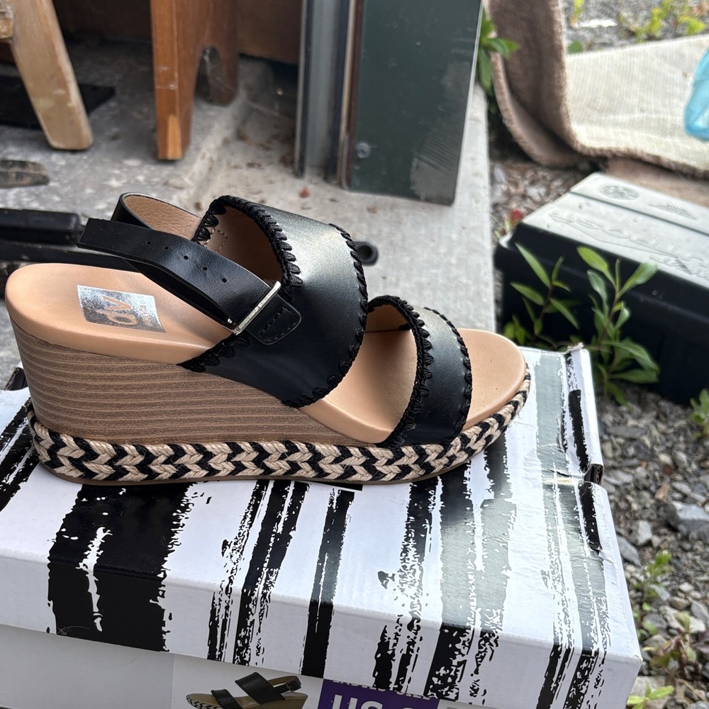 Black Wedge Sandals